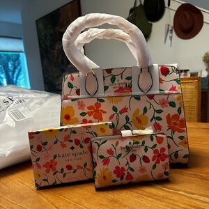 Kate Spade Madison Strawberry Garden Satchel with Matching Wallet